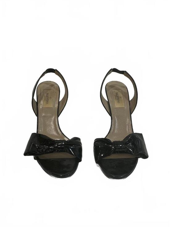 Valentino Garavani Shoes - Valentino Garavani Black Patent Leather Bow Slingback Pumps Size 37